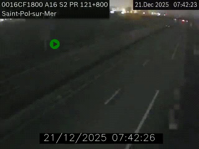 Webcam autoroute A16 à proximité de Dunkerque, à hauteur de la sortie Saint-Pol-sur-Mer. Vue orientée vers Calais