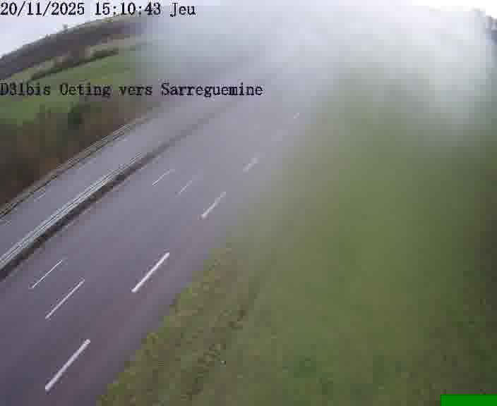 Webcam installée le long de D31bis (France) à Oeting, pointée vers Sarreguemines, utile pour suivre précisément les conditions de trafic.