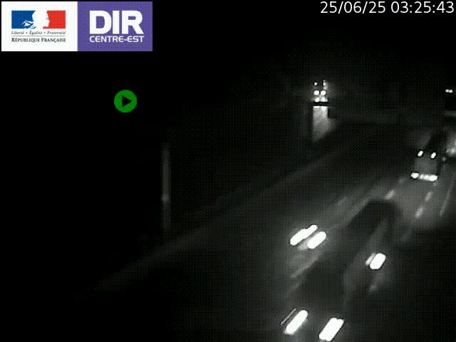 Caméra de circulation routière sur le boulevard périphérique Laurent Bonnevay de Lyon (D383) à hauteur de Bron, avant la jonction avec l'A43. Vue orientée vers l'échangeur