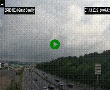 Webcam routière sur N338 à hauteur de Grand-Quevilly en périphérie de Rouen. Vue orientée vers Rouen