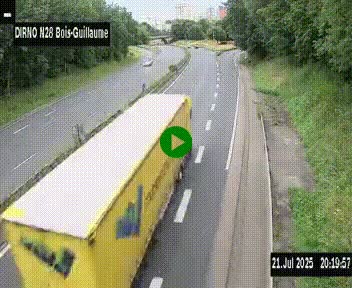 Webcam routière à hauteur de Bois-Guillaume en périphérie de Rouen. Vue orientée vers Rouen