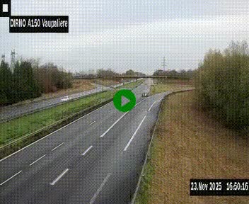 Webcam autoroute A150 à hauteur de La Vaupalière en périphérie de Rouen. Vue orientée vers Rouen