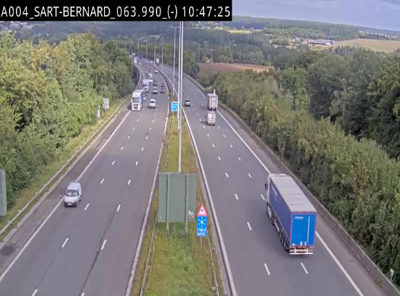 Webcam E411 à hauteur d'Assesse en provenance d'Arlon ou de la N4 vers Namur