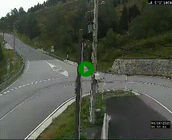 Webcam au carrefour de la croisade, à la jonction entre la N22 et la N320, avant le poste de douane franco-andorrane. Webcam à 1790 mètres d'altitude