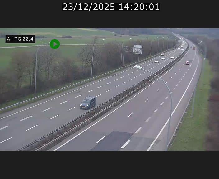 Traffic live webcam Luxembourg Flaxweiler - A1 direction Luxembourg - BK 22.4