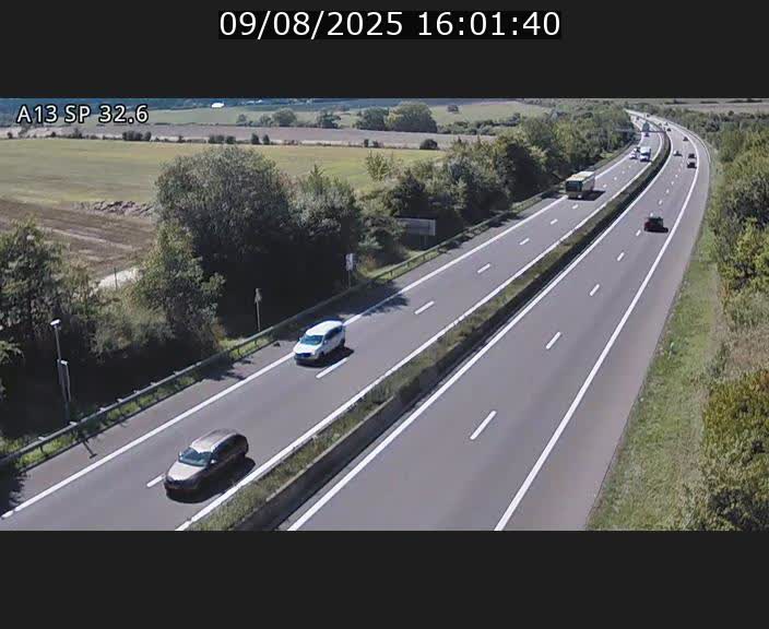 Webcam info trafic A13 à hauteur de Mondorf-les-bains. Vue orientée vers Altwies