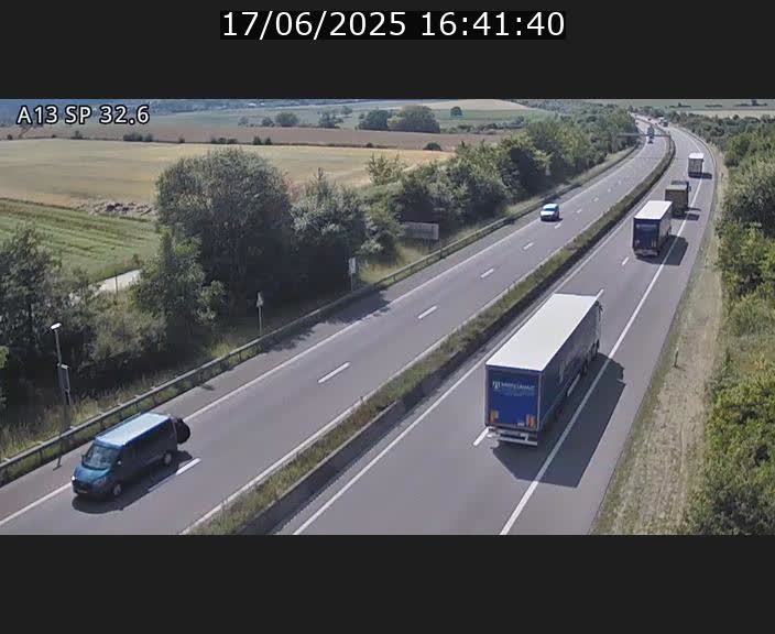 Webcam info trafic A13 à hauteur de Mondorf-les-bains. Vue orientée vers Altwies