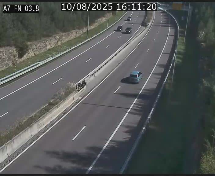 Caméra autoroute Luxembourg A7 - Passage à gibier Rëngelbour - direction Tunnel Stafelter
