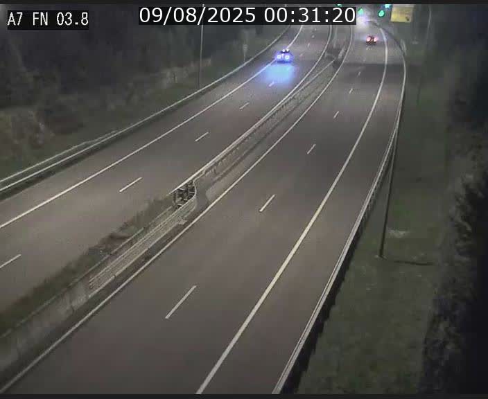 Caméra autoroute Luxembourg A7 - Passage à gibier Rëngelbour - direction Tunnel Stafelter