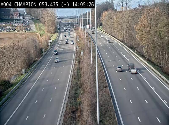 Webcam E411 à Champion, à proximité de Namur. Vue orientée vers Bruxelles