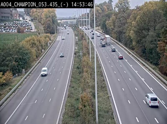 Webcam E411 à Champion, à proximité de Namur. Vue orientée vers Bruxelles