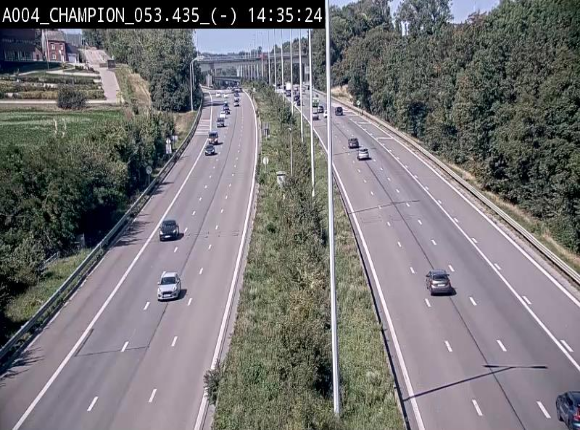 Webcam E411 à Champion, à proximité de Namur. Vue orientée vers Bruxelles