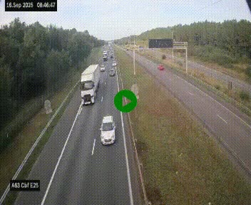 Webcam autoroute A63 en périphérie de Bordeaux au sud-est de la ville, en provenance du bassin d'Arcachon. Vue orientée vers Bordeaux