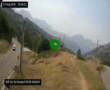 Webcam au col du Somport, côté français, sur la N134, dans les Pyrénées, en direction de l'Espagne, à 1632 mètres d'altitude