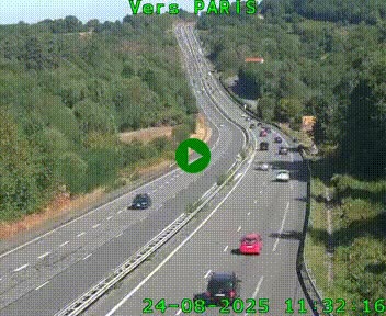 Caméra routière sur l'autoroute A20 à Bessines-sur-Gartempe. Vue orientée vers Paris