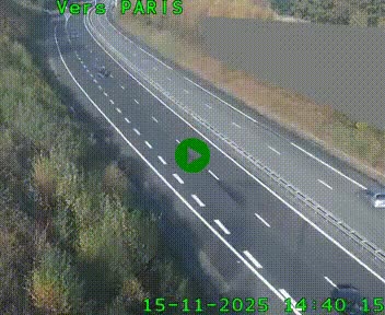 Caméra routière sur l'autoroute A20 à Saint-Pardoux-l'Ortigier, à la jonction avec l'A89. Vue orientée vers Paris