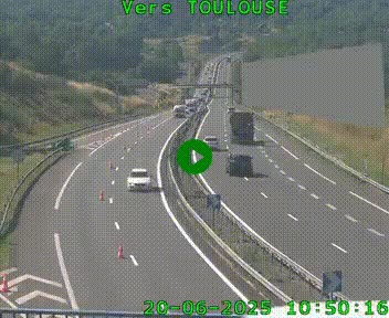 Caméra routière sur l'autoroute A20 à Noailles, en périphérie de Brive-la-Gaillarde. Vue orientée vers Toulouse