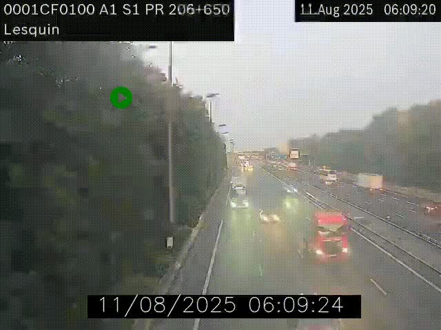 Webcam autoroute A1 à hauteur de Lesquin. Vue orientée vers Lille