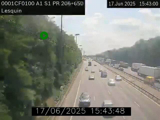 Webcam autoroute A1 à hauteur de Lesquin. Vue orientée vers Lille