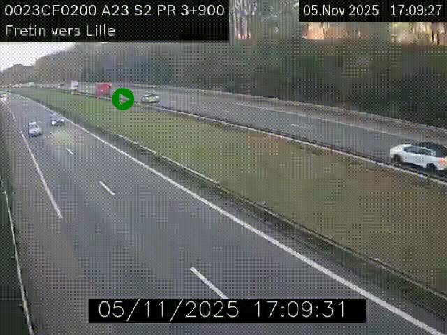 Webcam autoroute A23 à hauteur de Fretin. Vue orientée vers Lille