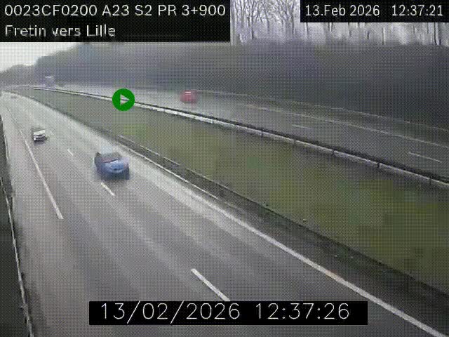 Webcam autoroute A23 à hauteur de Fretin. Vue orientée vers Lille