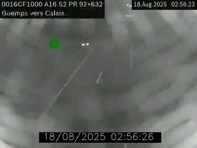 Webcam A16 juste après l'aire de repos d'Offekerque à Guemps. Vue orientée vers Calais