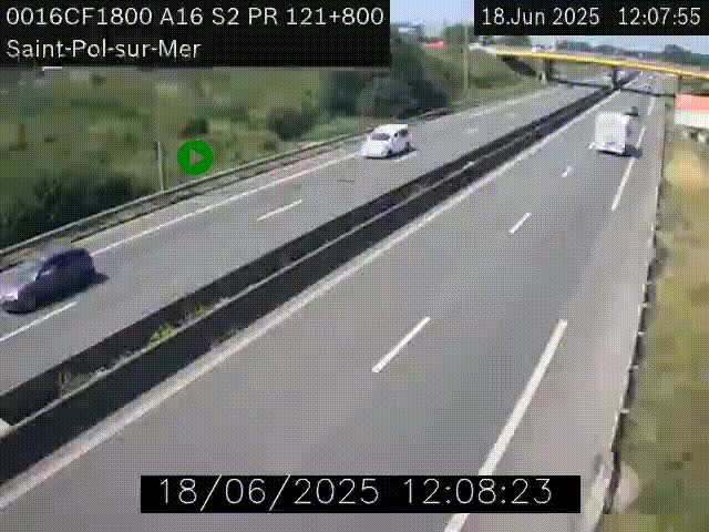 Webcam autoroute A16 à proximité de Dunkerque, à hauteur de la sortie Saint-Pol-sur-Mer. Vue orientée vers Calais