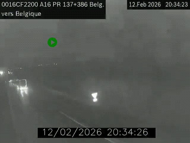 Webcam à la frontière franco-belge au niveau de Bray-Dunes/De-Panne sur l'autoroute A16. Vue orientée vers la Belgique