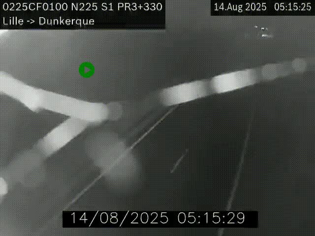 Webcam autoroute A25 (N225) à hauteur de Bergues (Bierne). Vue orientée vers Dunkerque.