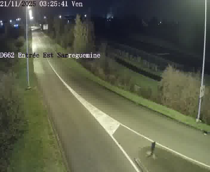 Point de vue trafic déployé sur D662 (France) à Sarreguemines, regardant vers Sarreguemines, aidant conducteurs et services à anticiper les flux.