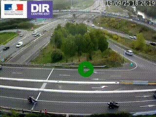 Webcam traffic à Grenoble-sud sur l'autoroute A480. Vue orientée vers l'entrée et la sortie de Grenoble