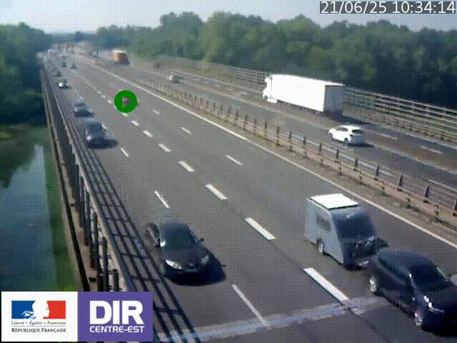 Caméra trafic à la jonction entre l'A46 (Rocade-est de Lyon) et l'A42 à hauteur de Vault-en-Velin en direction de Marseille