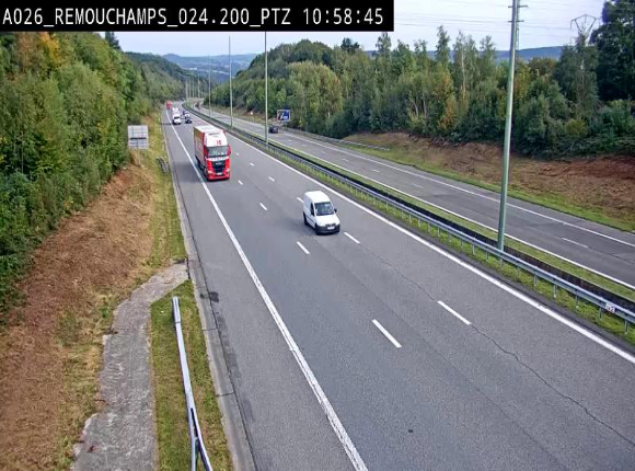 Webcam E25/A26 à Aywalle, à hauteur de Spa. Vue orientée vers Liège