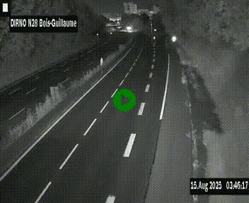 Webcam routière à hauteur de Bois-Guillaume en périphérie de Rouen. Vue orientée vers Rouen