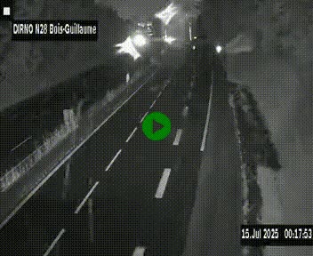 Webcam routière à hauteur de Bois-Guillaume en périphérie de Rouen. Vue orientée vers Rouen