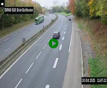 Webcam routière à hauteur de Bois-Guillaume en périphérie de Rouen. Vue orientée vers Rouen
