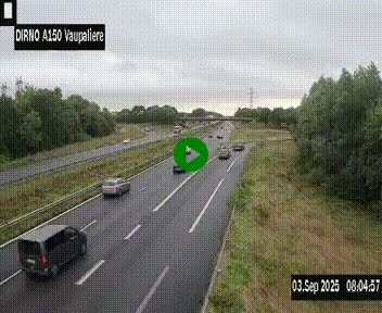 Webcam autoroute A150 à hauteur de La Vaupalière en périphérie de Rouen. Vue orientée vers Rouen