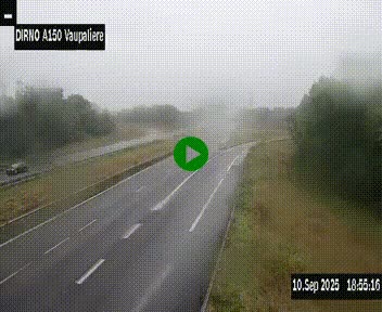 Webcam autoroute A150 à hauteur de La Vaupalière en périphérie de Rouen. Vue orientée vers Rouen