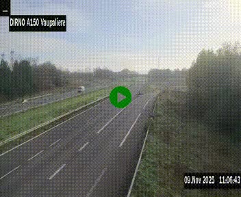 Webcam autoroute A150 à hauteur de La Vaupalière en périphérie de Rouen. Vue orientée vers Rouen