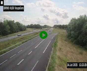 Webcam autoroute A150 à hauteur de La Vaupalière en périphérie de Rouen. Vue orientée vers Rouen