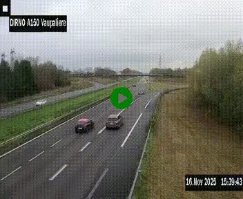 Webcam autoroute A150 à hauteur de La Vaupalière en périphérie de Rouen. Vue orientée vers Rouen