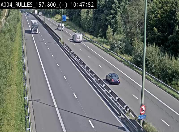 Webcam à Marbehan sur l'E411 à hauteur de la sortie 28a Rulles. Vue orientée vers Bruxelles
