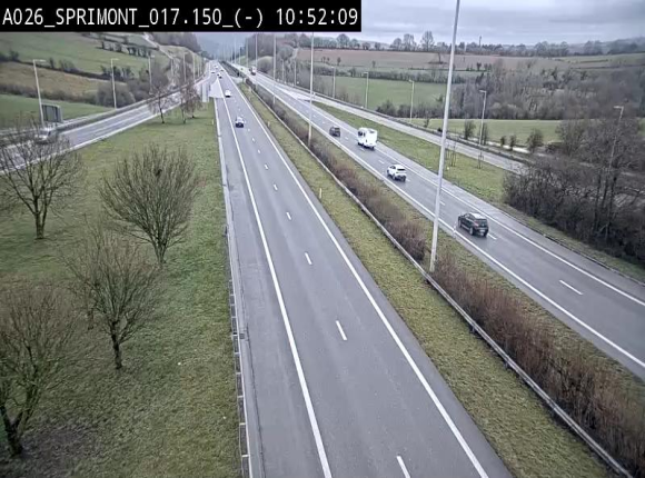 Webcam E25 (A26) à hauteur de Sprimont en direction de Liège et en provenance de Bastogne
