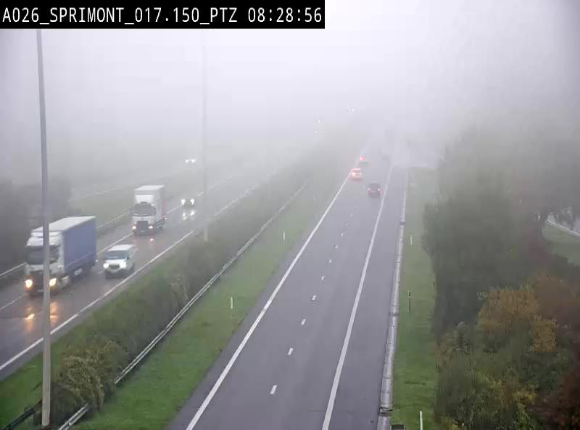 Webcam A26 (E25) à Sprimont, sur l'autoroute entre Liège et Arlon. Vue orientée vers le Luxembourg