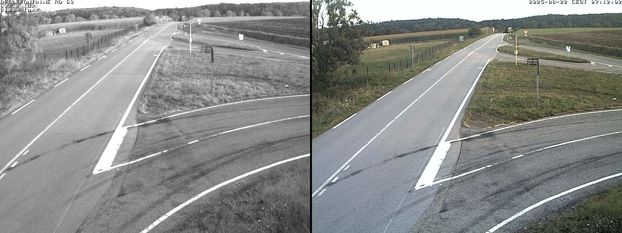Webcam à Bellefontaine dans les Vosges à 552 mètres d'altitude sur la D63, à la jonction avec la D20A