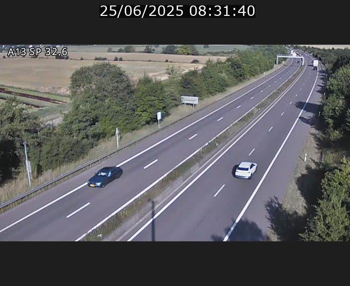 Webcam info trafic A13 à hauteur de Mondorf-les-bains. Vue orientée vers Altwies
