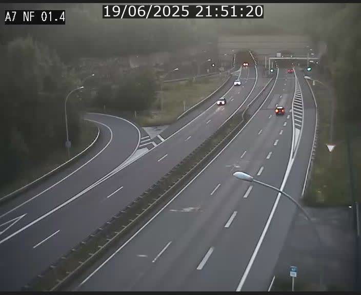 Caméra autoroute Luxembourg A7 - Echangeur Waldhaff - direction Tunnel Stafelter
