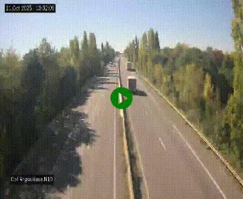Webcam routière à la fin de la N10, en périphérique ouest d'Angouleme, proche de la jonction avec l'A10