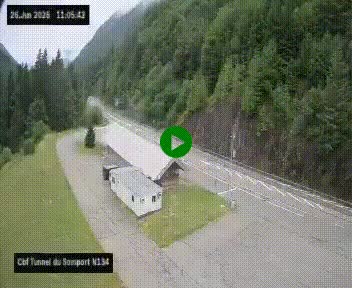 Webcam à l'entrée du tunnel du Somport, côté français, sur la N134, dans les Pyrénées, en direction de l'Espagne, à 1116 mètres d'altitude