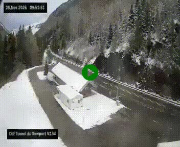 Webcam à l'entrée du tunnel du Somport, côté français, sur la N134, dans les Pyrénées, en direction de l'Espagne, à 1116 mètres d'altitude